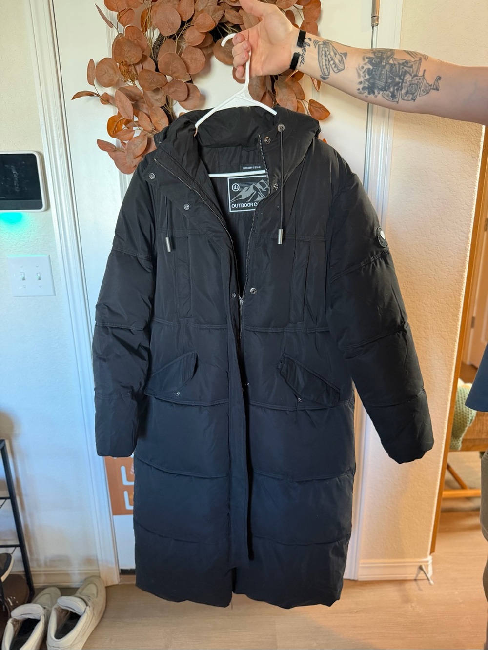 Women's Superdry Long Puffer Coat - Black